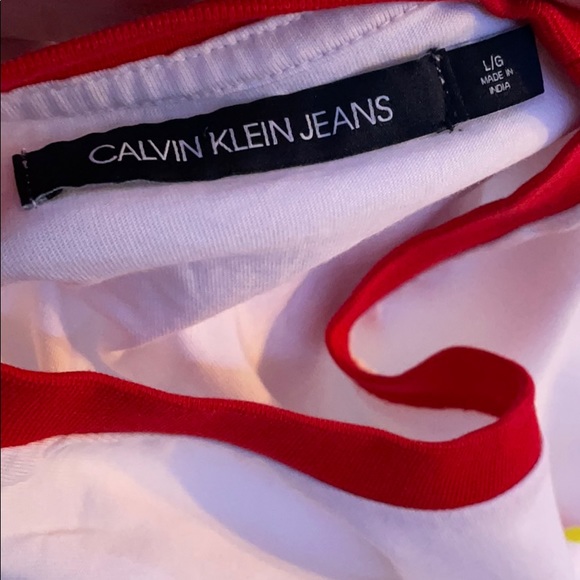 Calvin Klein Jeans colorful striped white tee - Picture 3 of 3